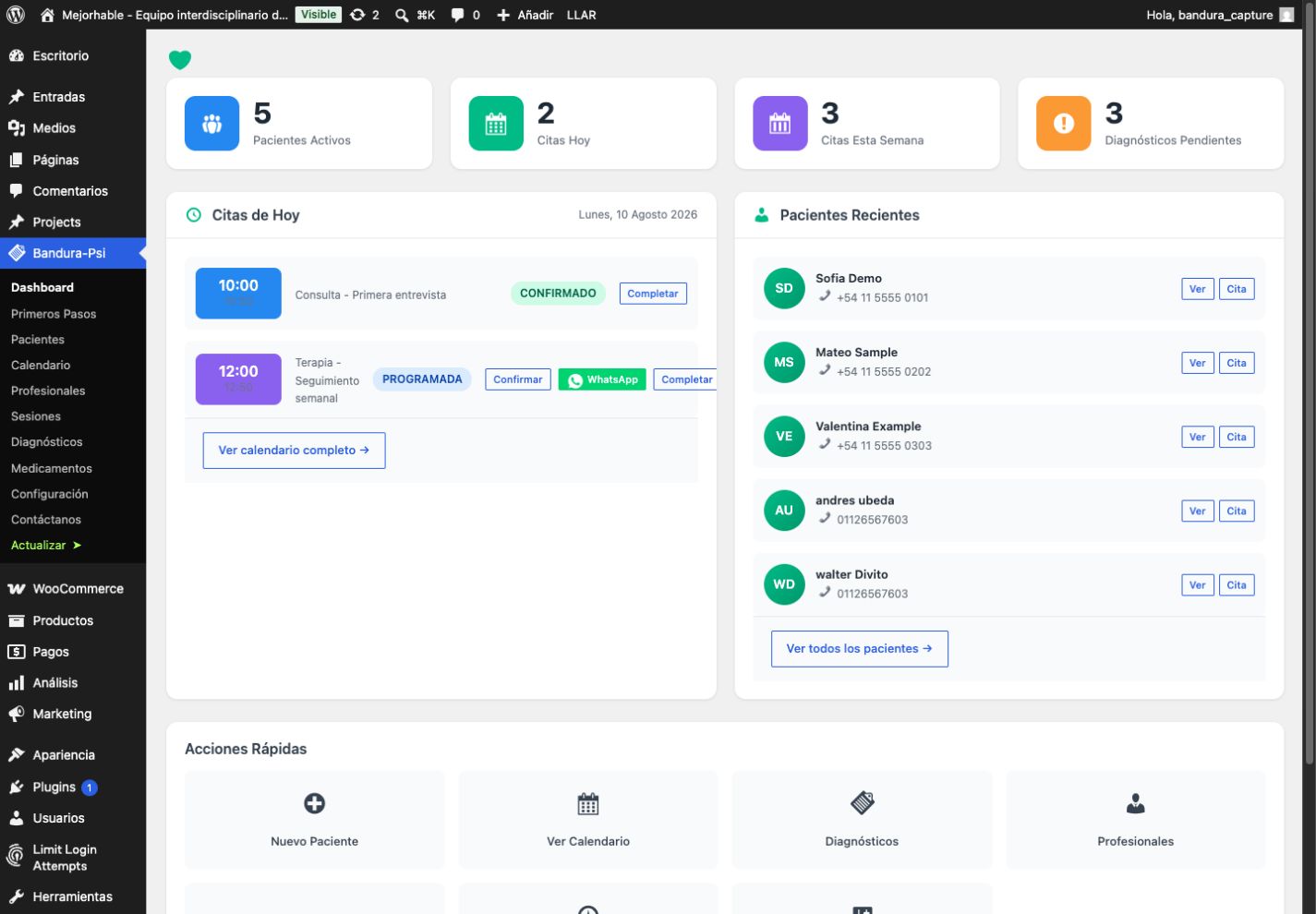 Bandura PSI dashboard