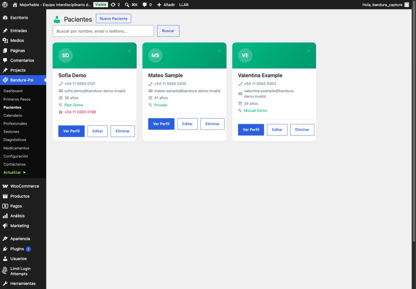 Software para psicólogos / WordPress: Bandura PSI